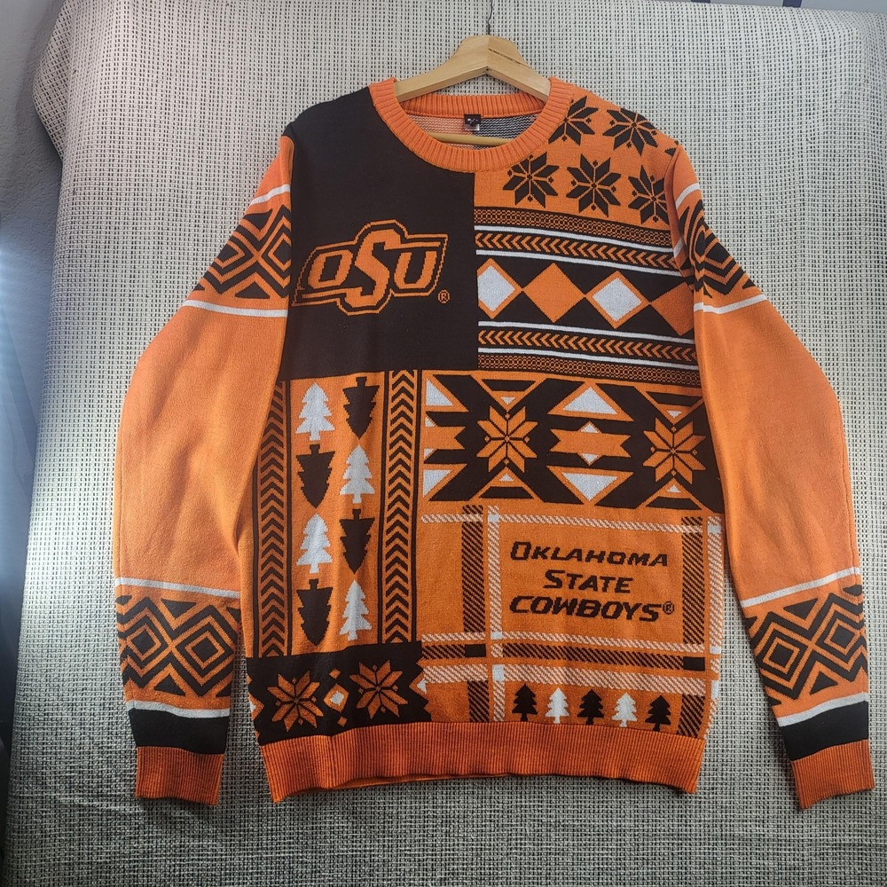 Oklahoma State Cowboys Sweater Mens Large Orange NCAA‎ Football Ugly Christmas
